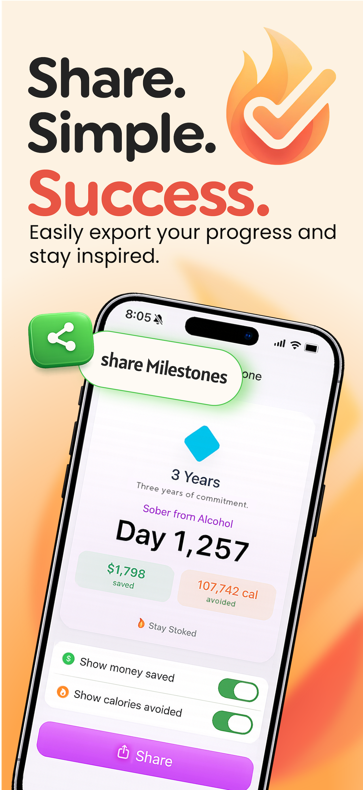 Stay Stoked app screenshot: widgets